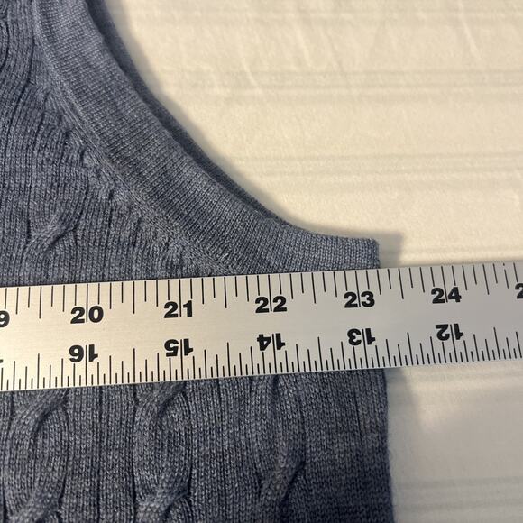 John Ashford Men Sweater Vest Size Large Blue Italian Merino Wool Classic Preppy - Picture 8 of 9